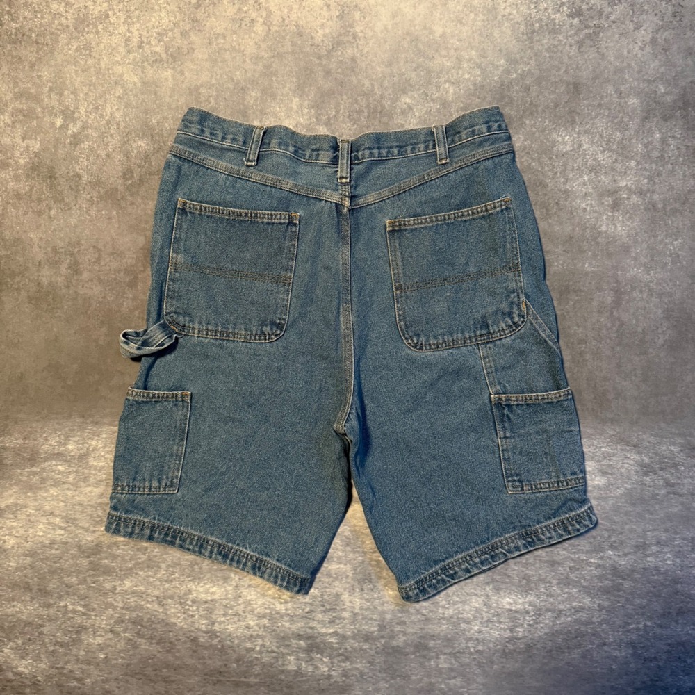 VTG Old Navy Mens Blue Carpenter Jean Shorts 34 Hammer Loop Utility Workwear